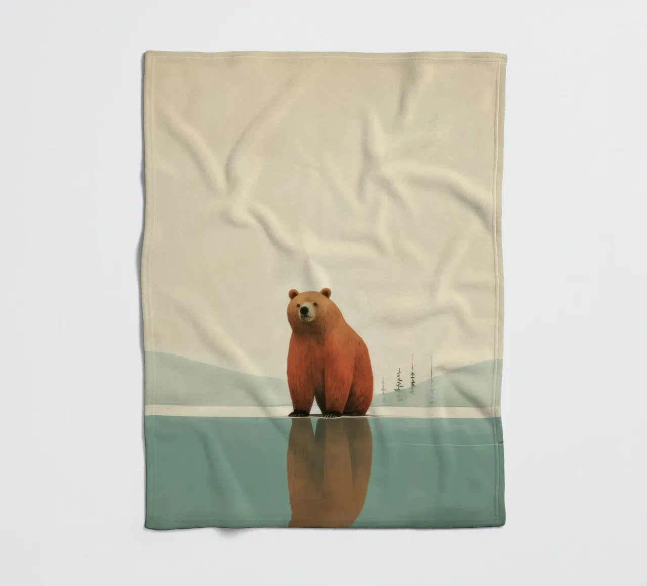 Orso Grizzly minimo 2 coperta in pile da Minimal Animal Art