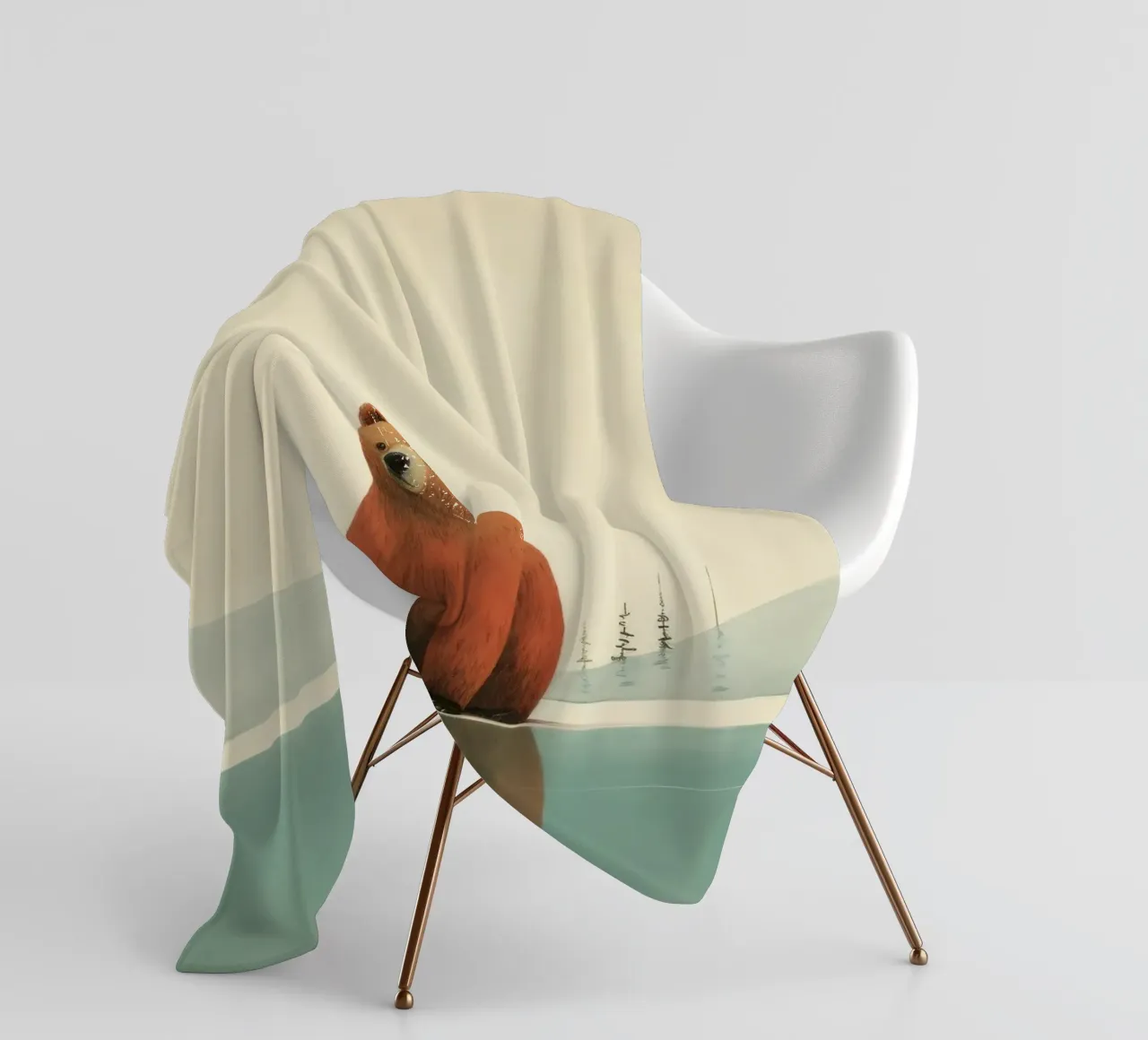 Orso Grizzly minimo 2 coperta in pile da Minimal Animal Art