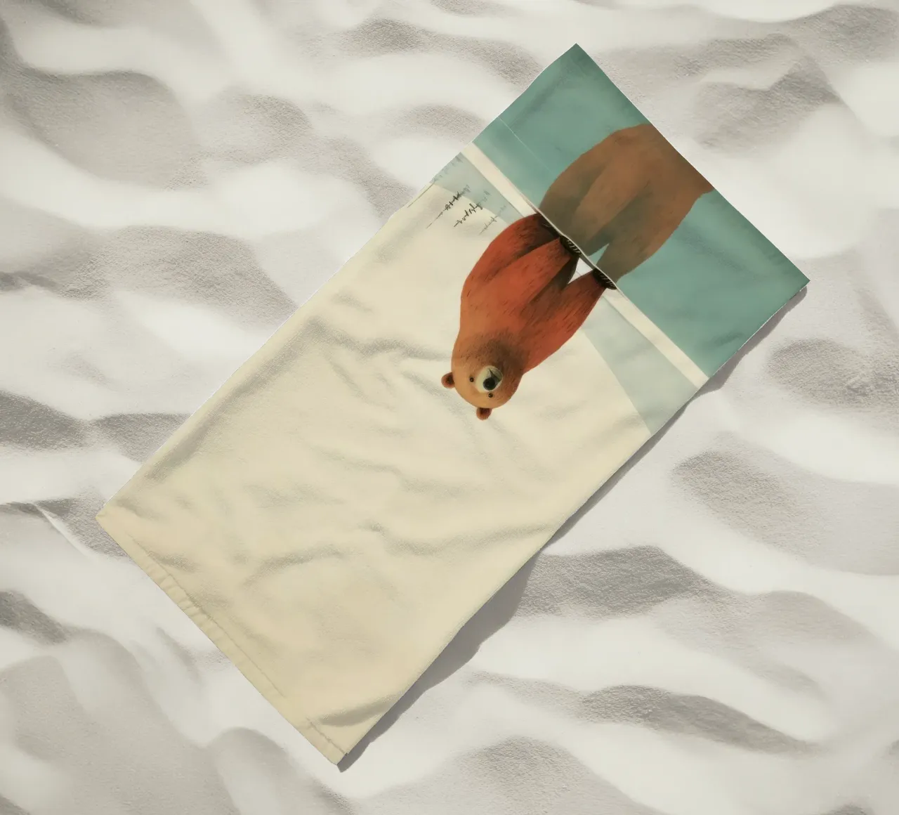 Orso Grizzly minimo 2 telo mare da Minimal Animal Art