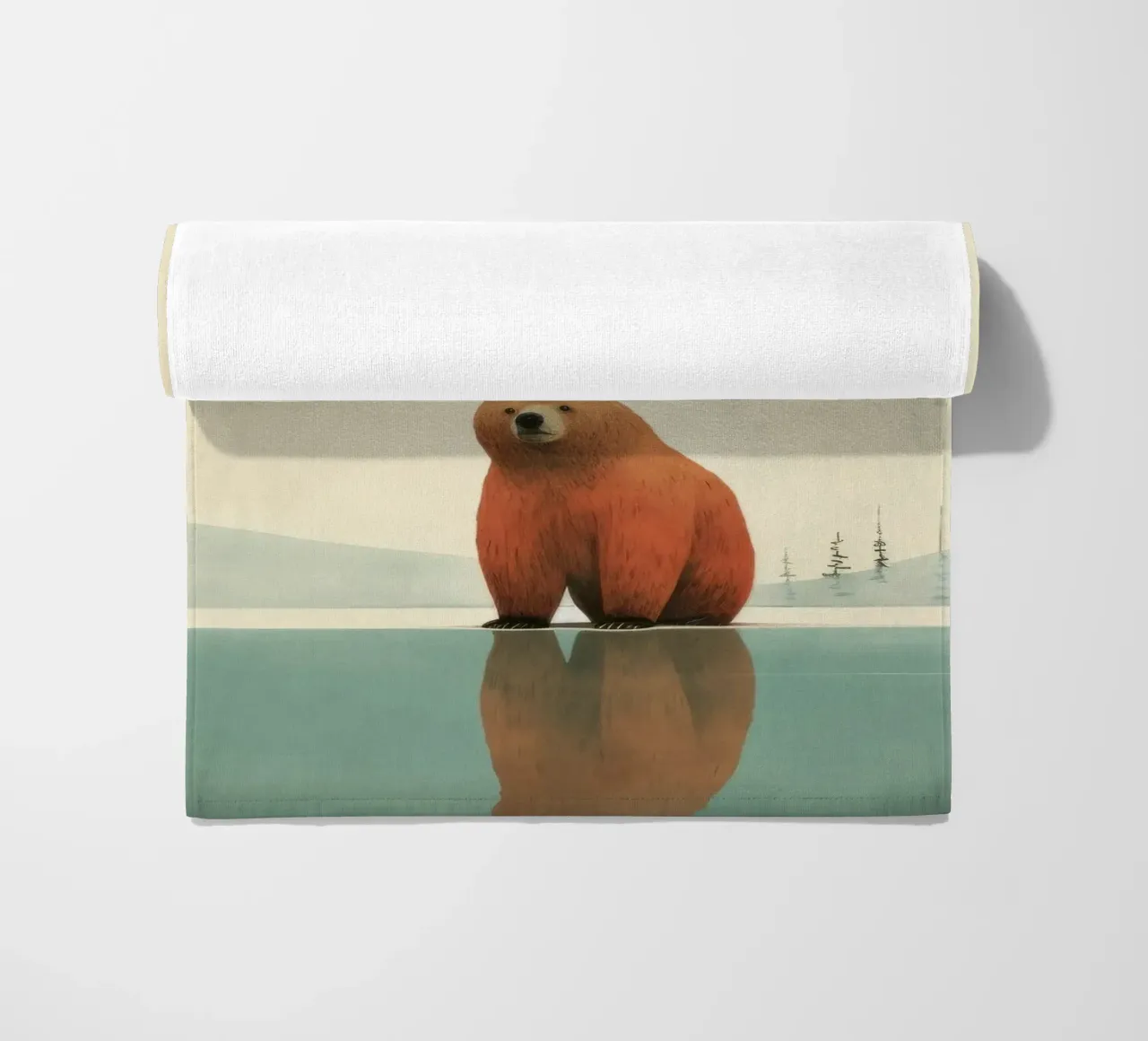 Orso Grizzly minimo 2 telo mare da Minimal Animal Art