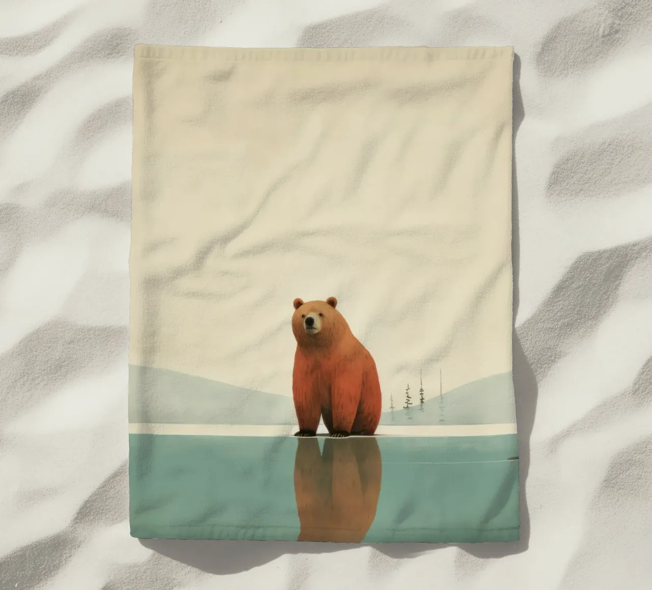 Orso Grizzly minimo 2 telo mare da Minimal Animal Art
