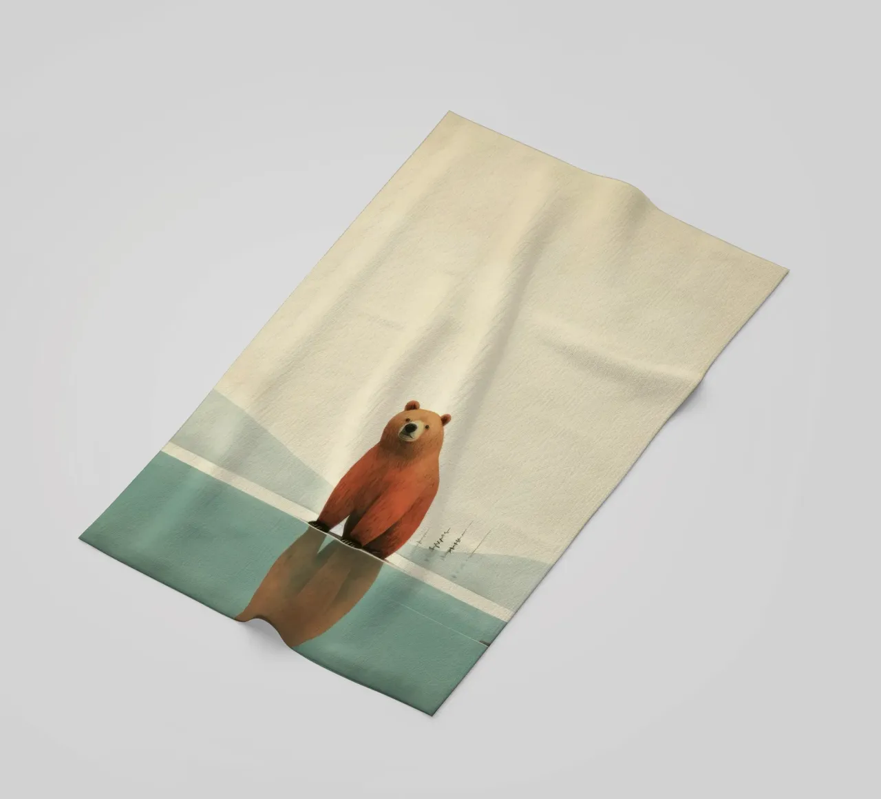 Orso Grizzly minimo 2 telo mare da Minimal Animal Art