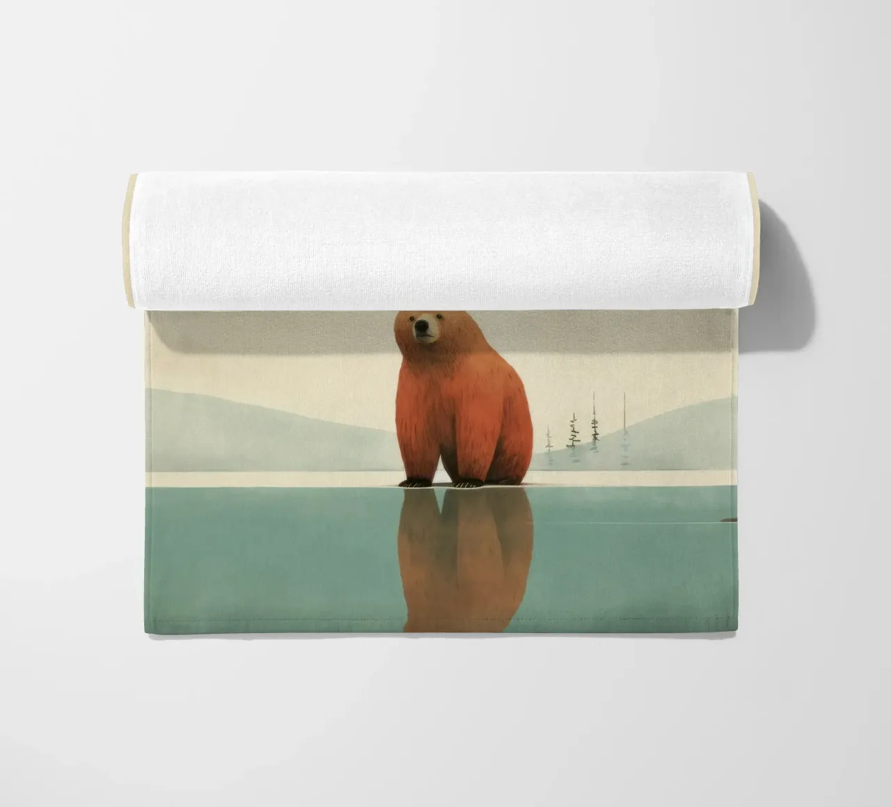 Orso Grizzly minimo 2 telo mare da Minimal Animal Art