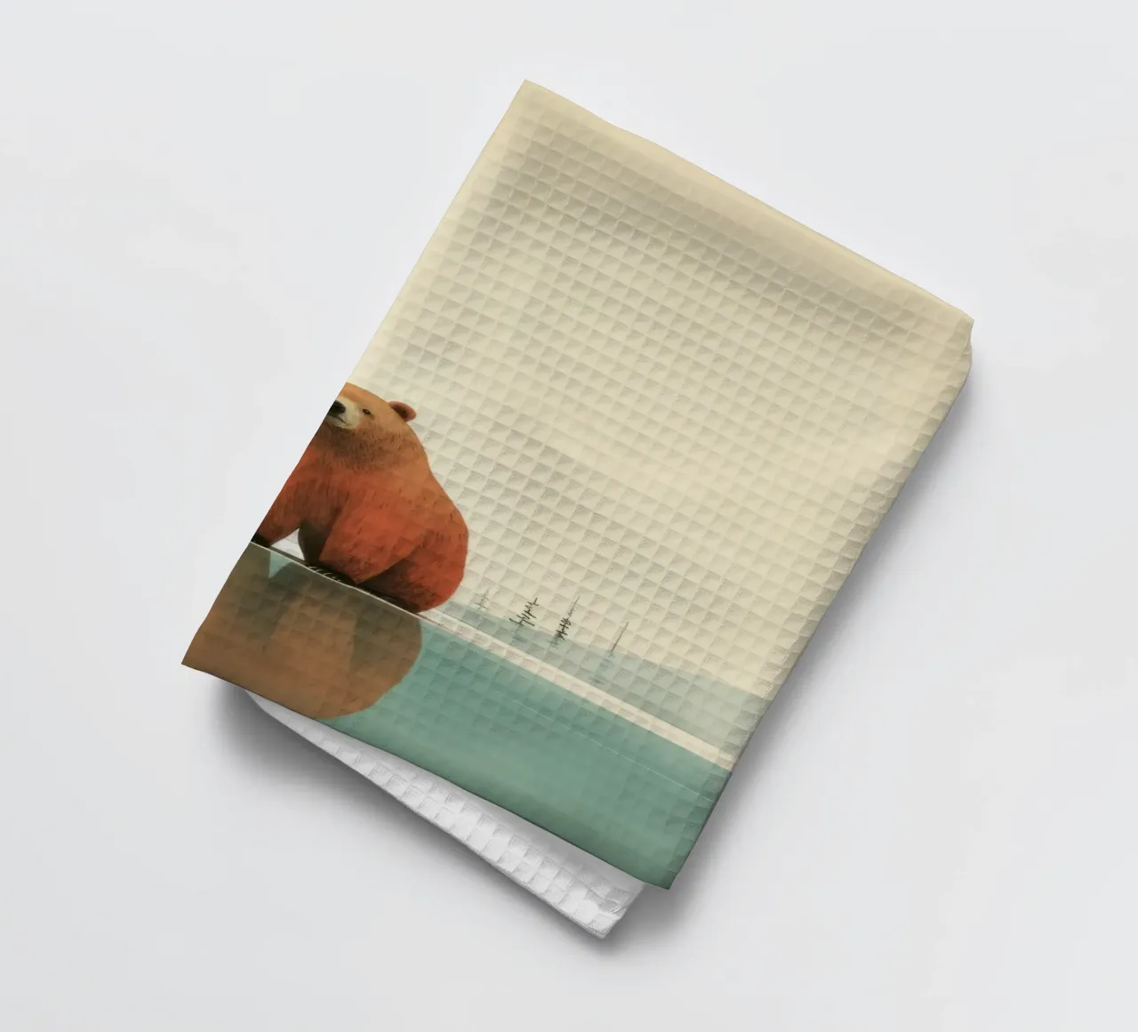 Orso Grizzly minimo 2 canovaccio da cucina da Minimal Animal Art