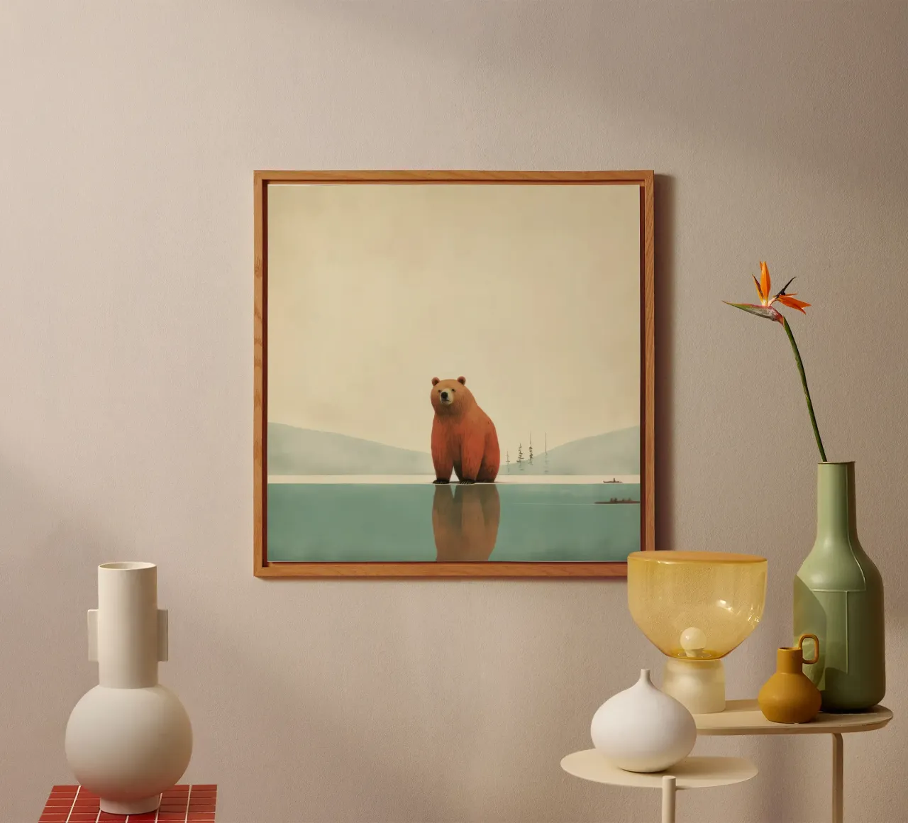 Orso Grizzly minimo 2 alluminio dibond da Minimal Animal Art