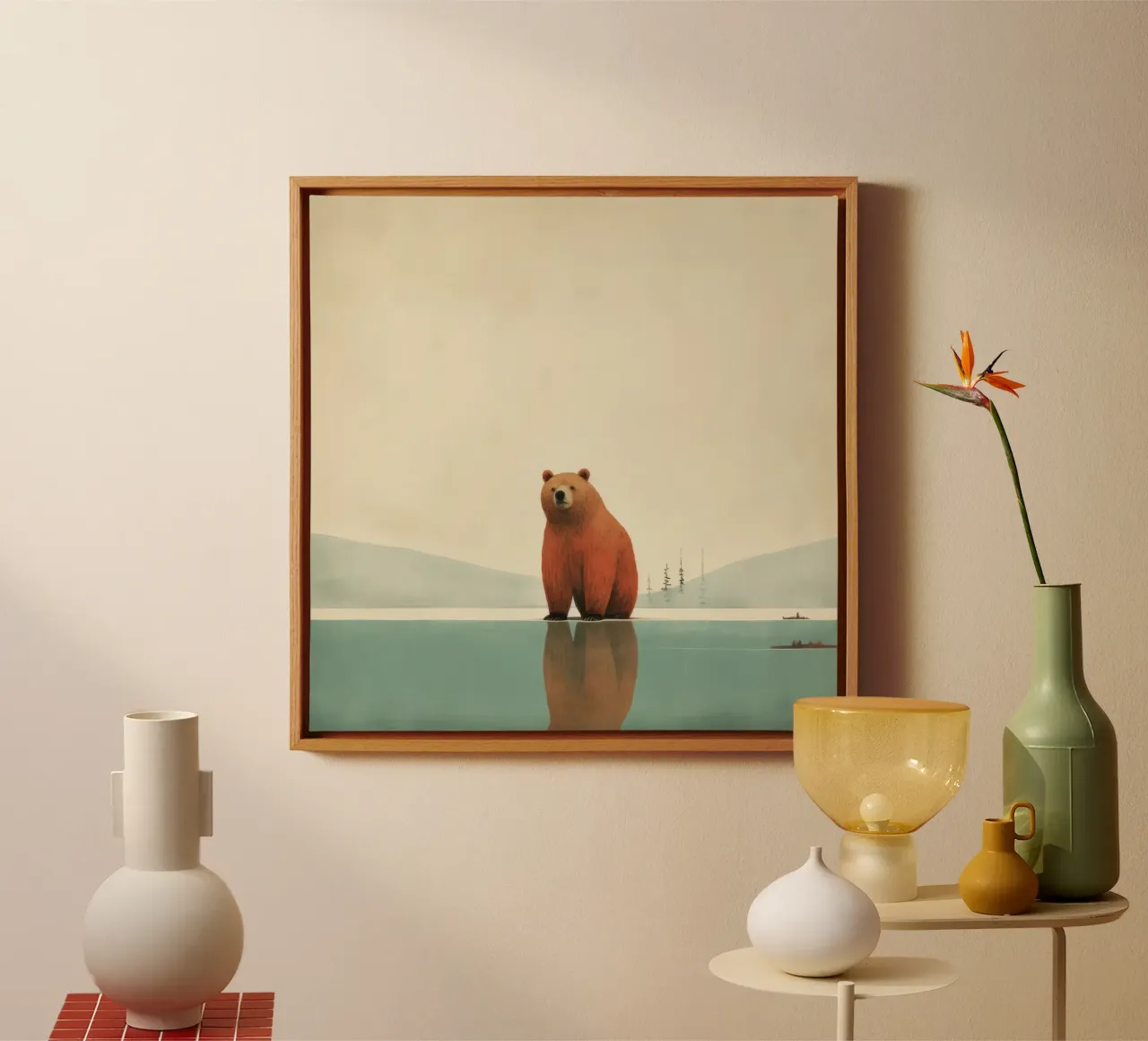 Orso Grizzly minimo 2 tela da Minimal Animal Art