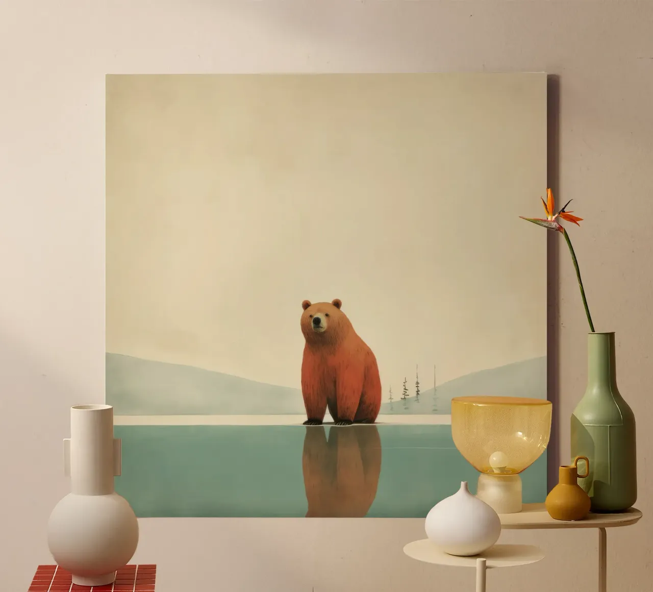 Orso Grizzly minimo 2 tela da Minimal Animal Art