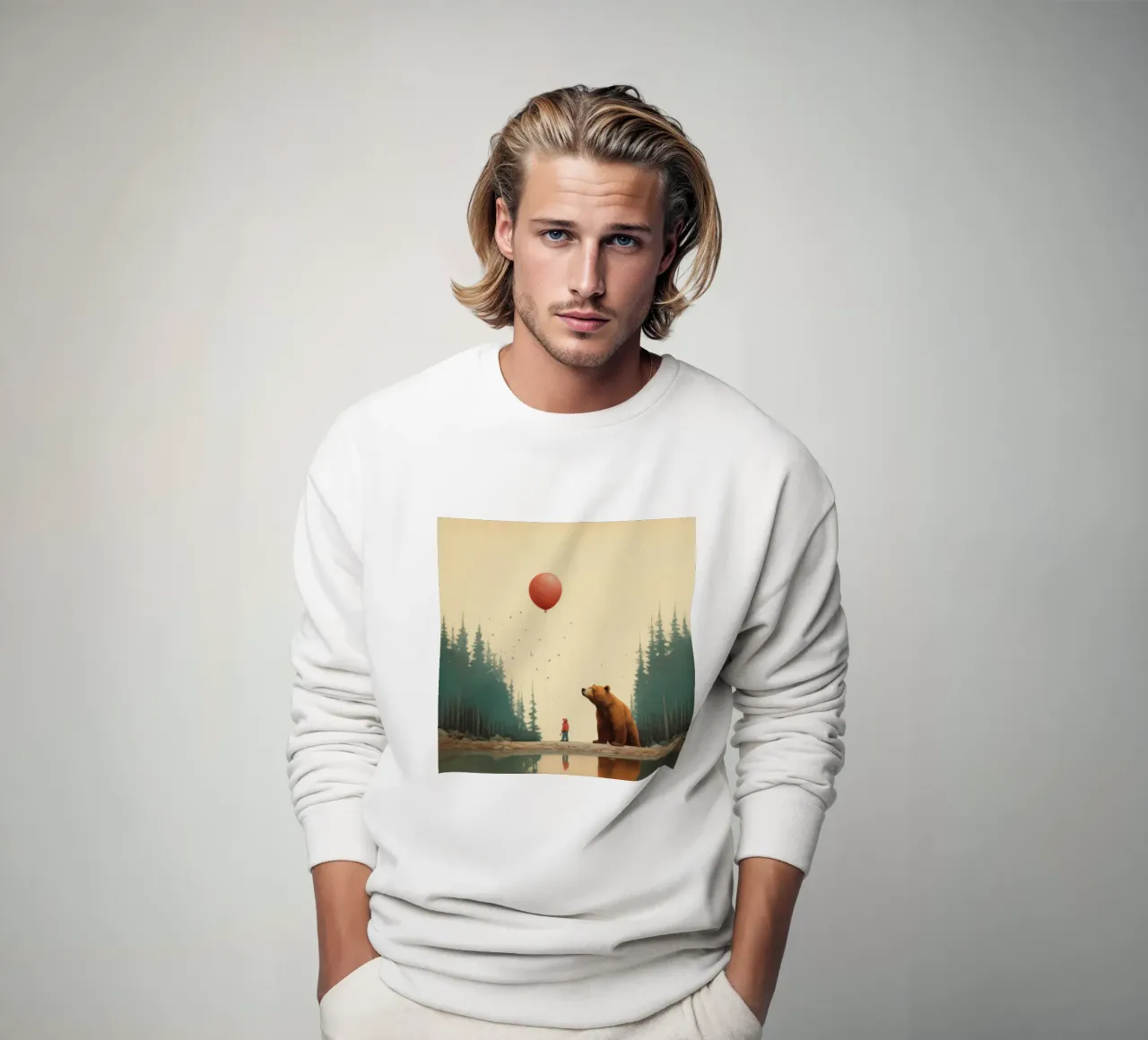 Minimaler Grizzlybär 3 Sweatshirt von Minimal Animal Art