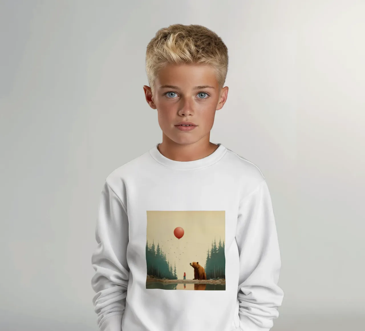 Orso Grizzly minimo 3 felpa bambino da Minimal Animal Art