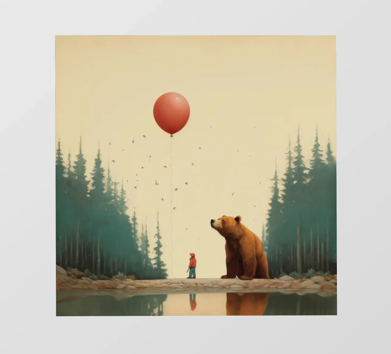 Orso Grizzly minimo 3 pellicola backlit da Minimal Animal Art