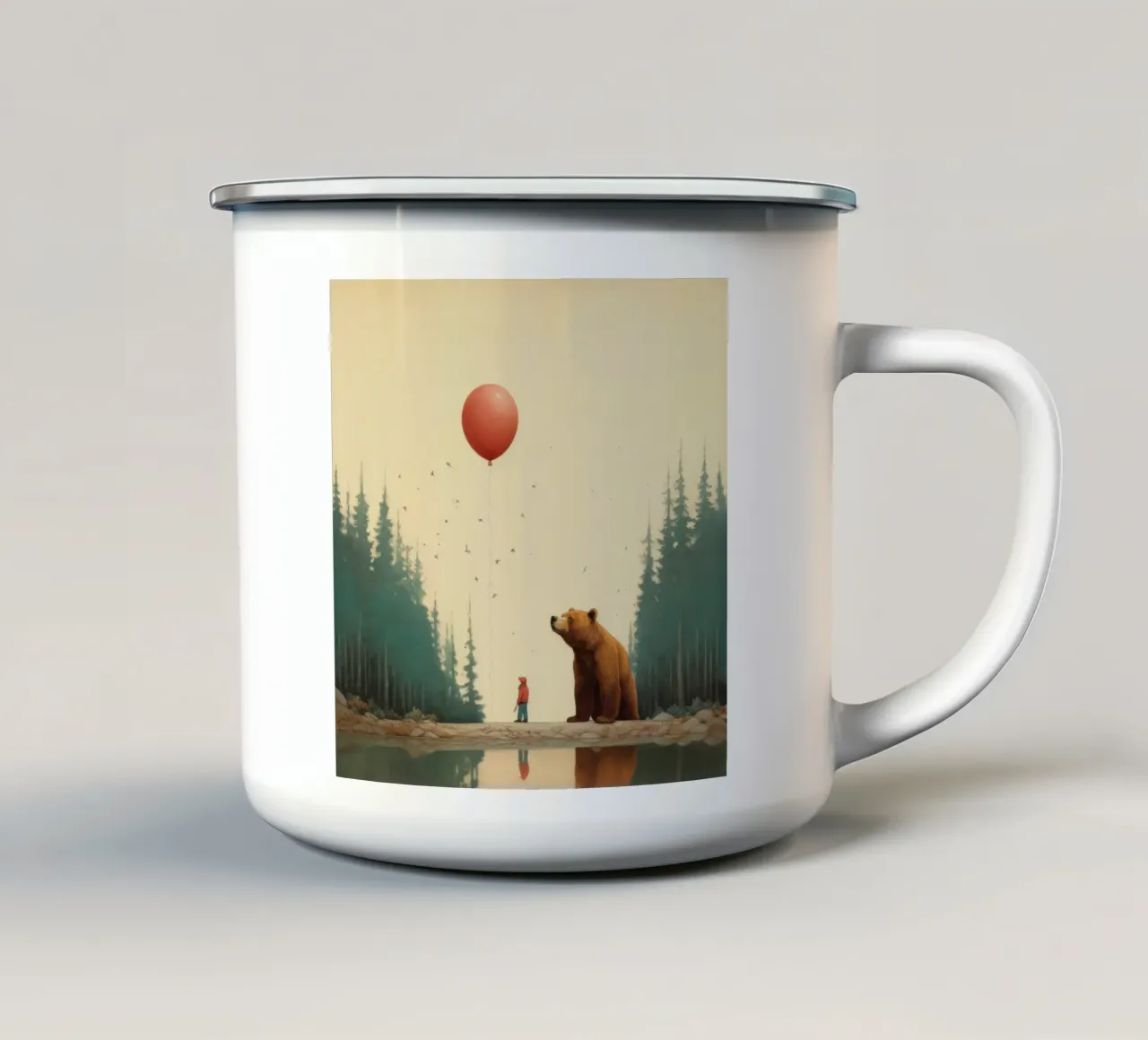 Orso Grizzly minimo 3 tazza in smalto da Minimal Animal Art