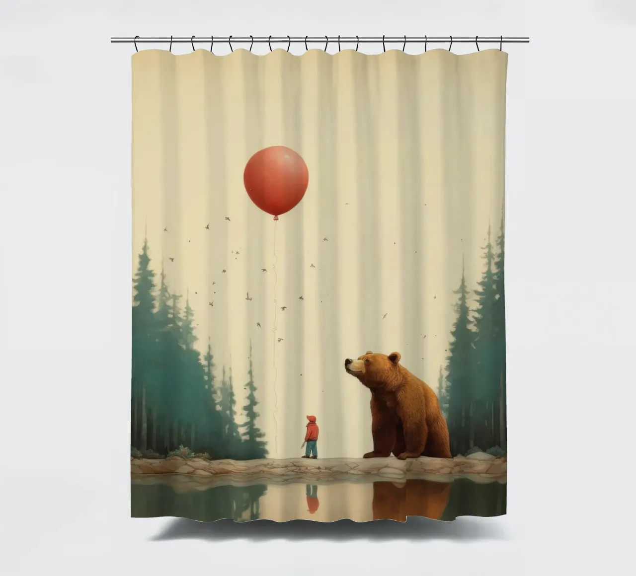 Orso Grizzly minimo 3 tenda da doccia da Minimal Animal Art