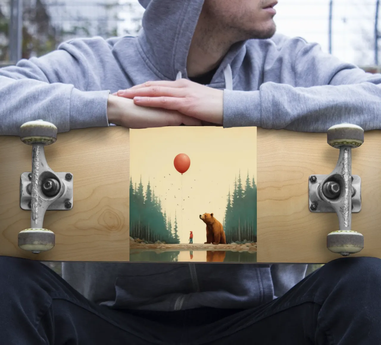 Orso Grizzly minimo 3 adesivo da Minimal Animal Art
