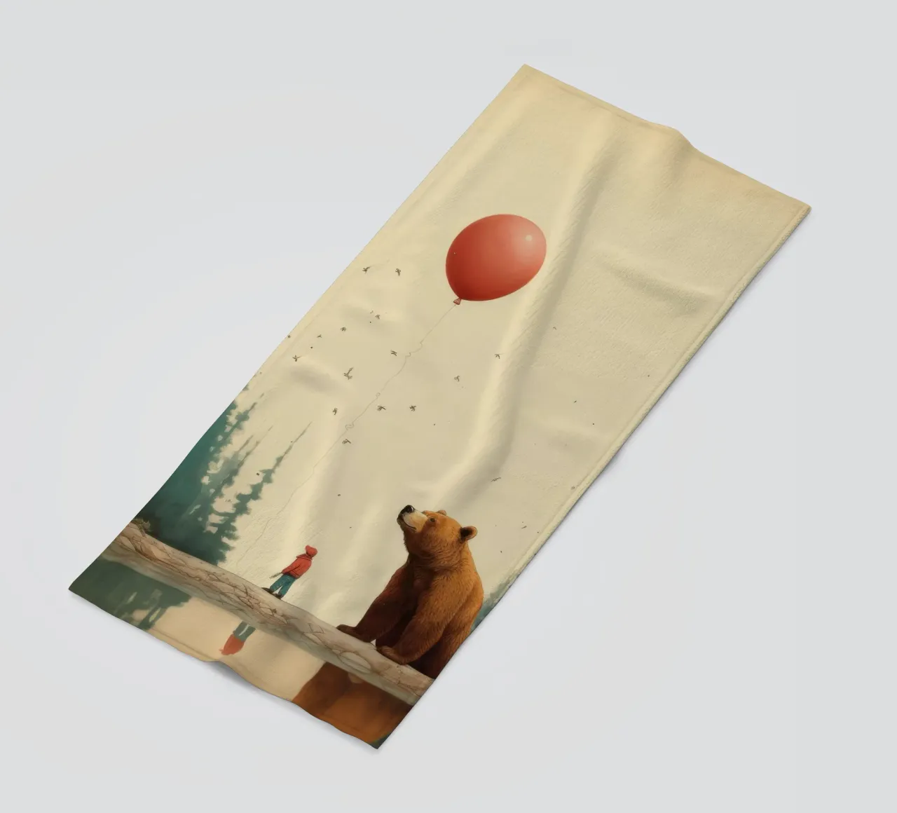 Orso Grizzly minimo 3 telo mare da Minimal Animal Art