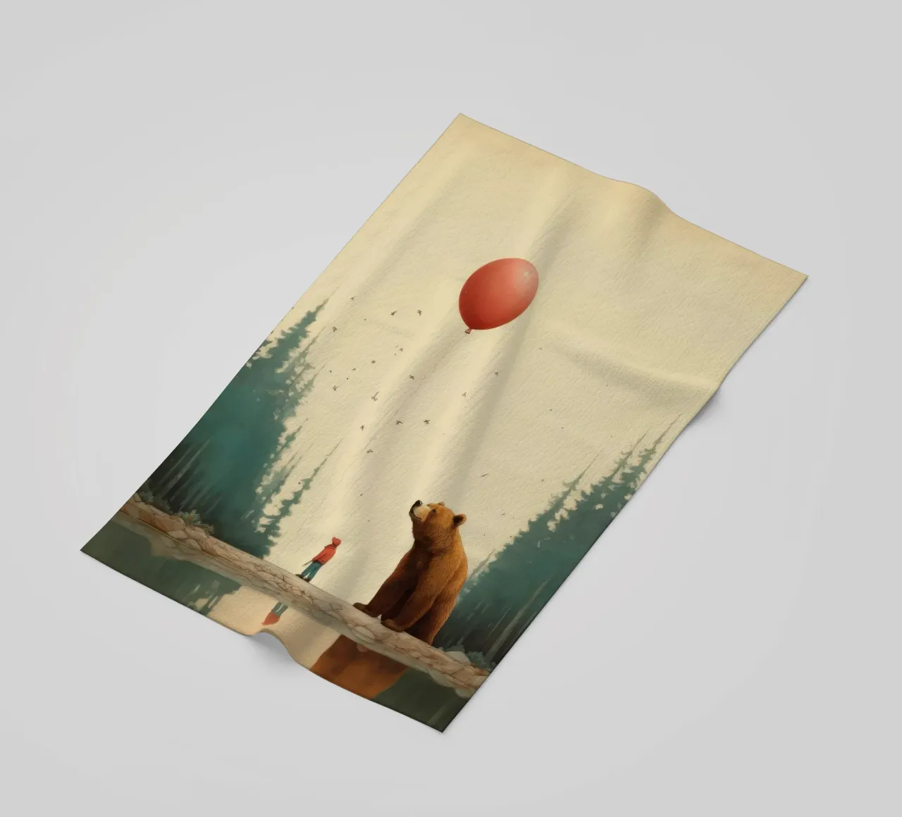 Orso Grizzly minimo 3 telo mare da Minimal Animal Art