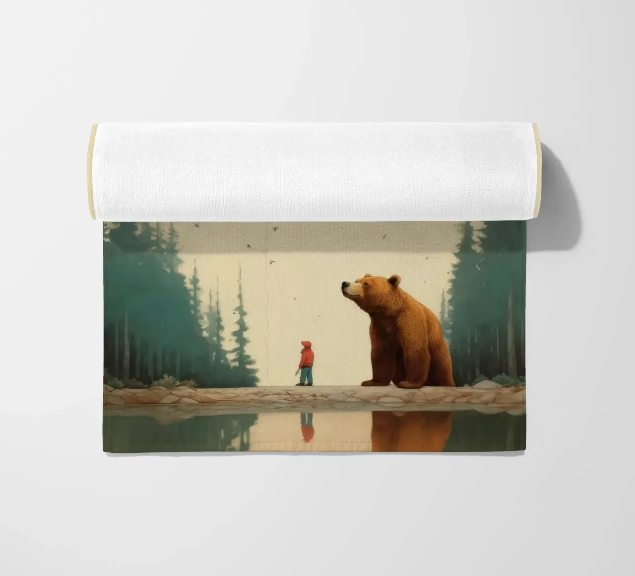 Orso Grizzly minimo 3 telo mare da Minimal Animal Art