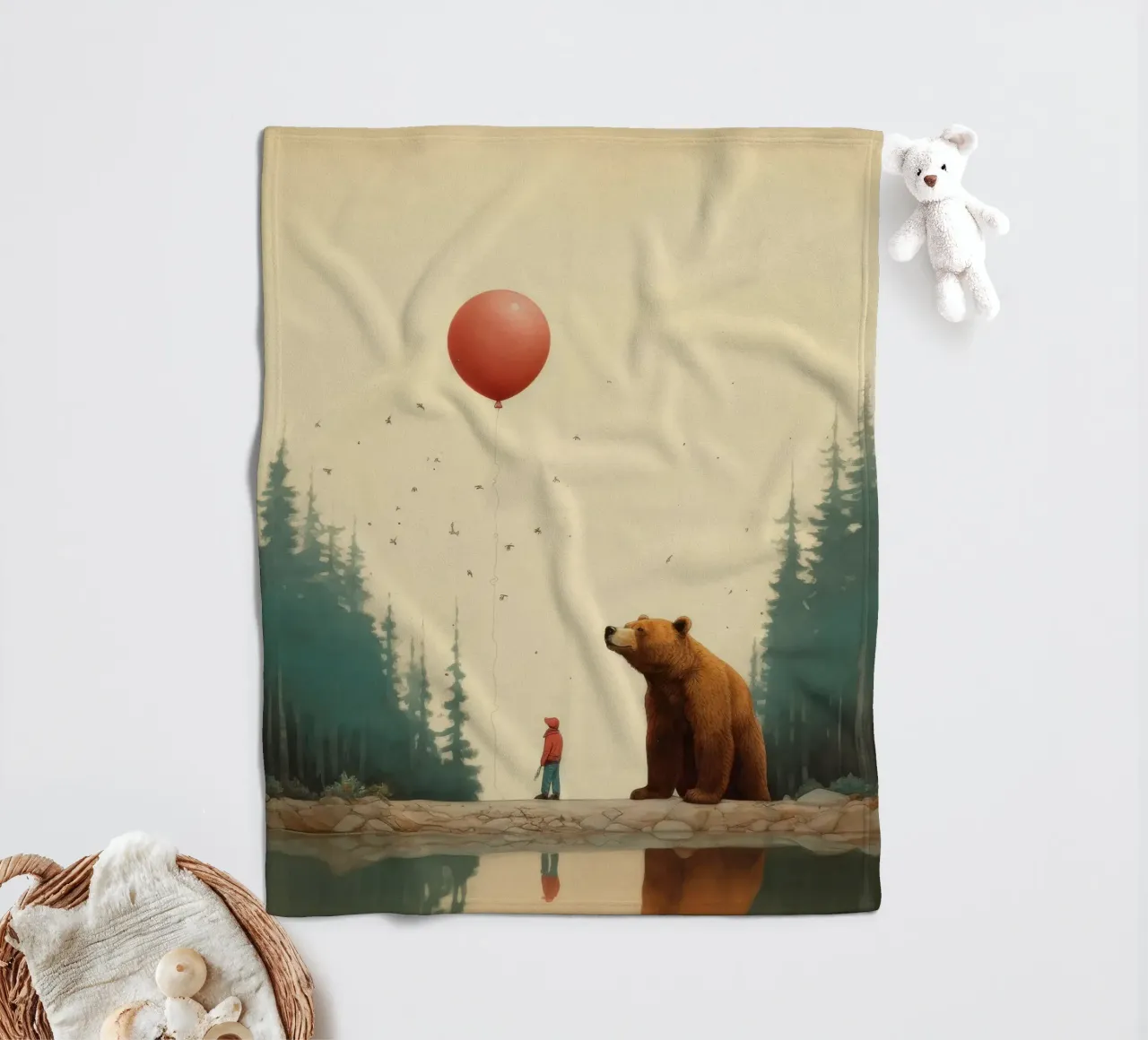 Orso Grizzly minimo 3 coperta in pile da Minimal Animal Art