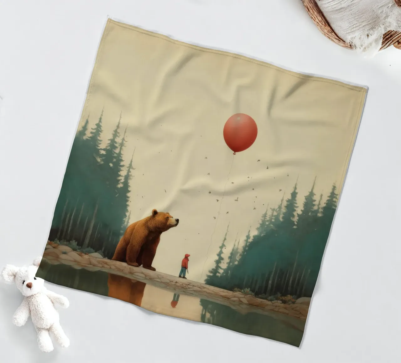 Orso Grizzly minimo 3 coperta in pile da Minimal Animal Art