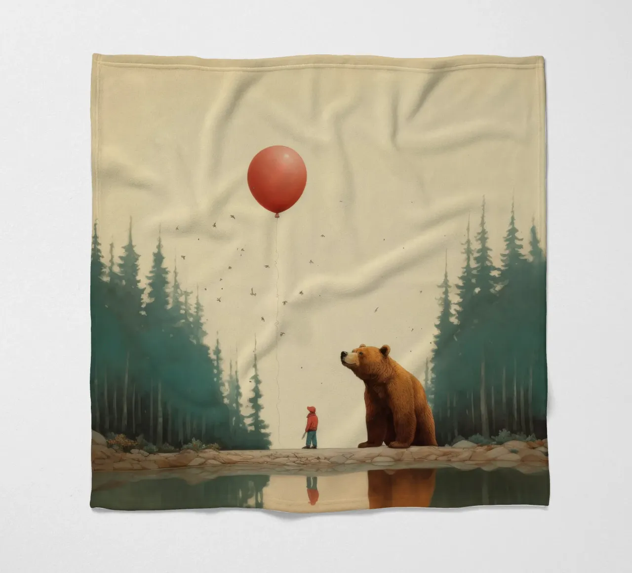 Orso Grizzly minimo 3 coperta in pile da Minimal Animal Art