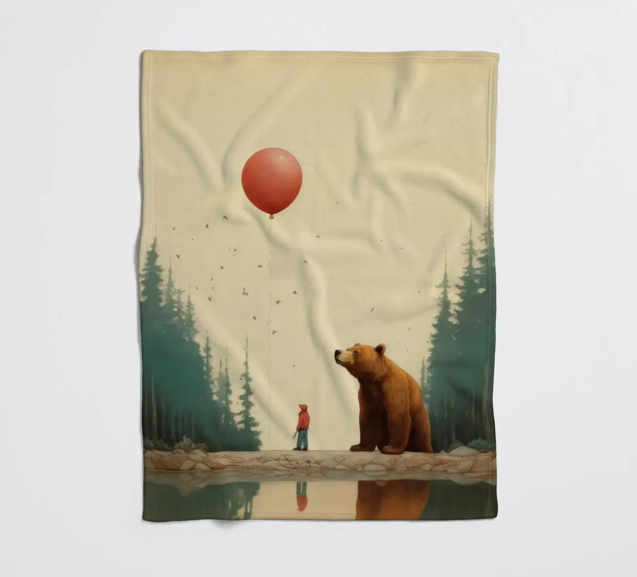 Orso Grizzly minimo 3 coperta in pile da Minimal Animal Art