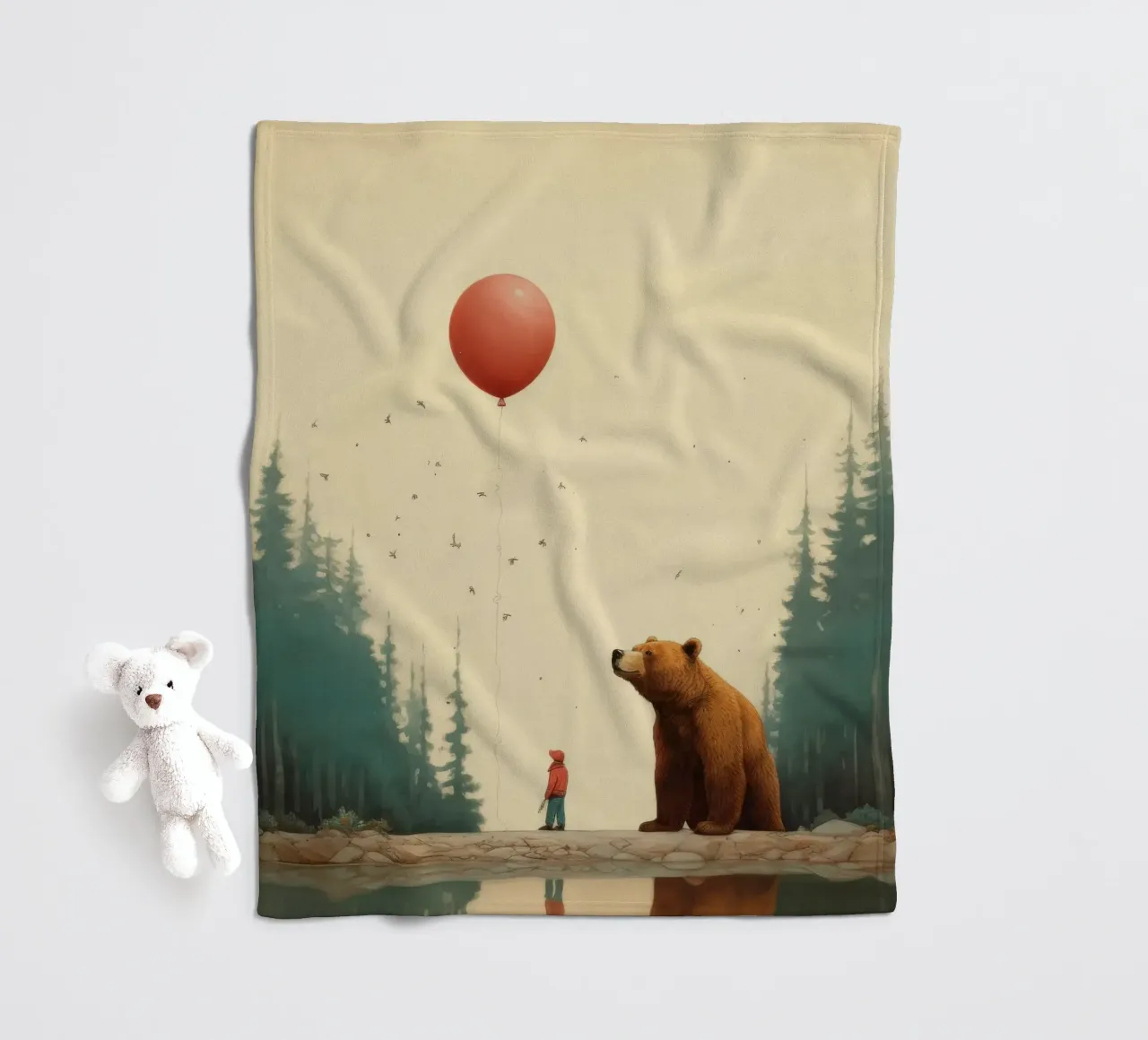 Orso Grizzly minimo 3 coperta in pile da Minimal Animal Art