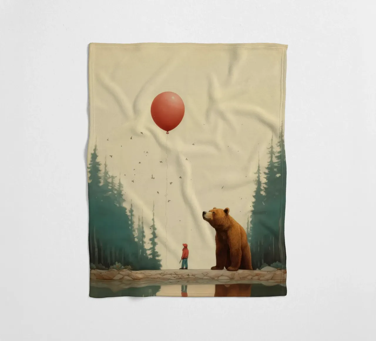 Orso Grizzly minimo 3 coperta in pile da Minimal Animal Art