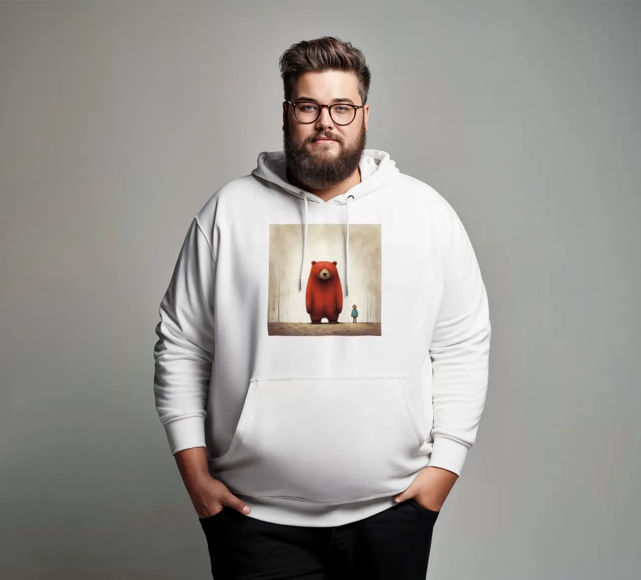 Orso Grizzly minimo 4 felpa con cappuccio da Minimal Animal Art