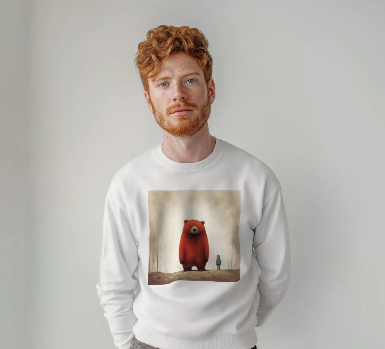 Minimaler Grizzlybär 4 Sweatshirt von Minimal Animal Art