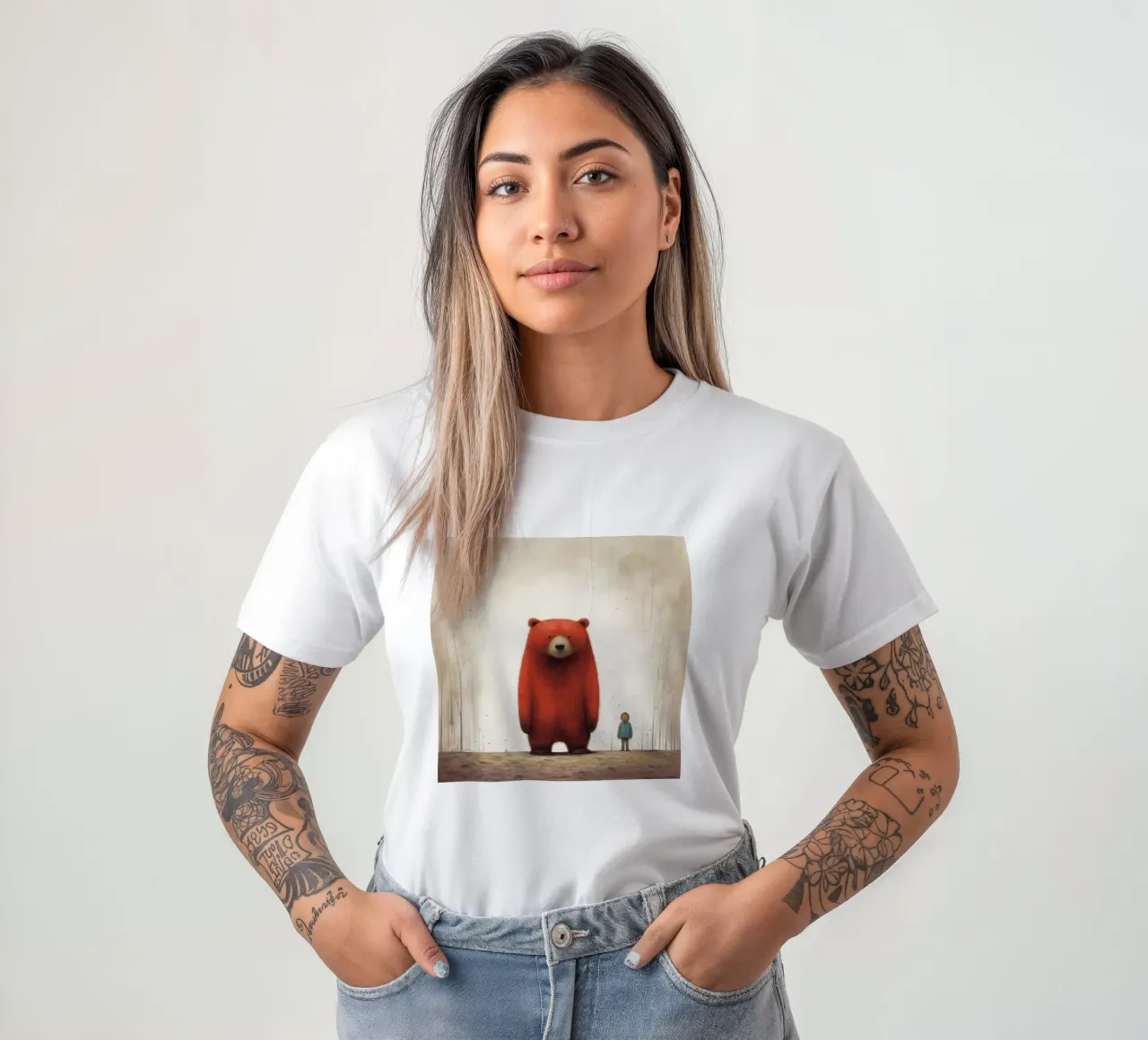 Orso Grizzly minimo 4 t-shirt da Minimal Animal Art