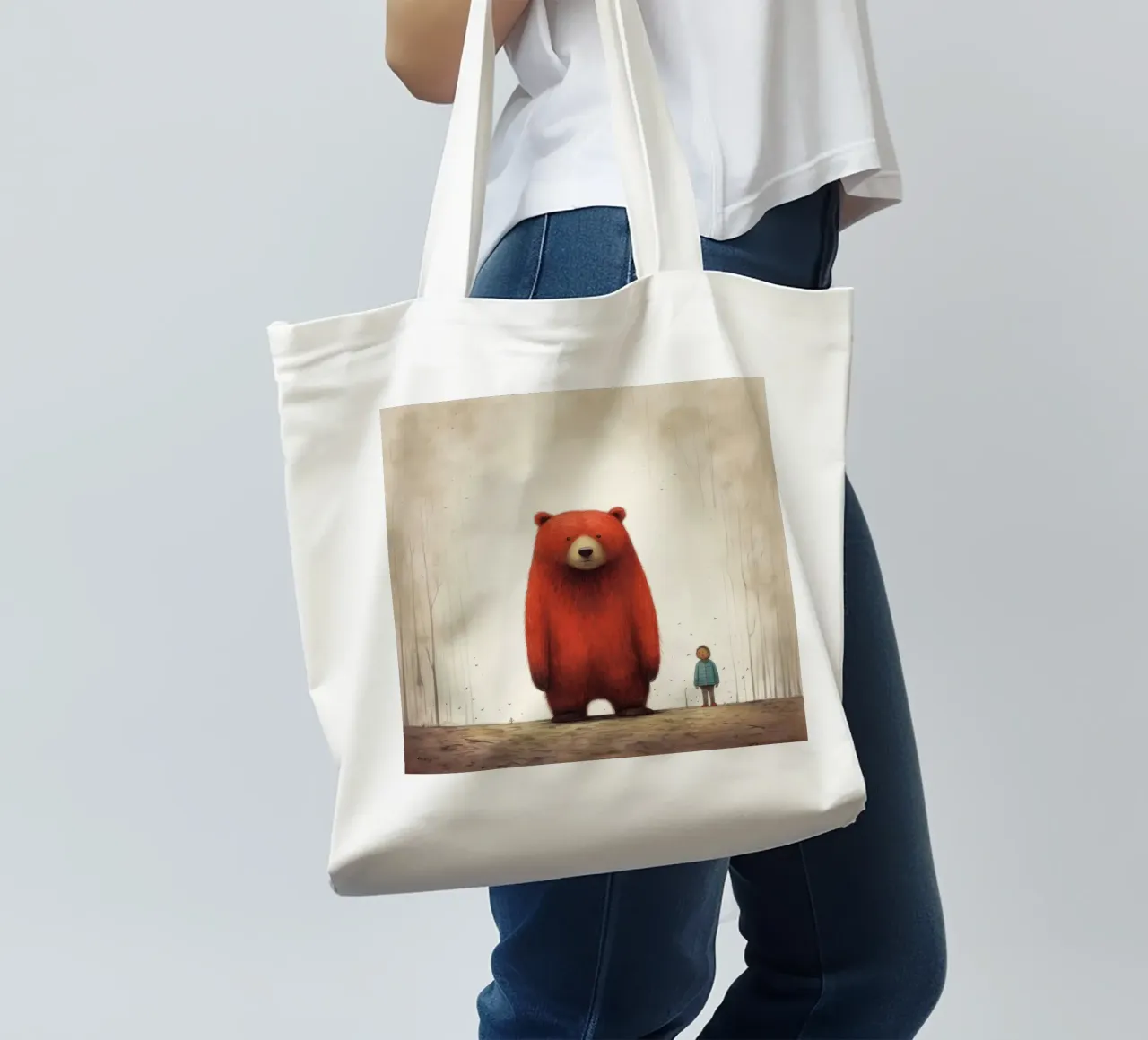 Orso Grizzly minimo 4 borsa in juta da Minimal Animal Art