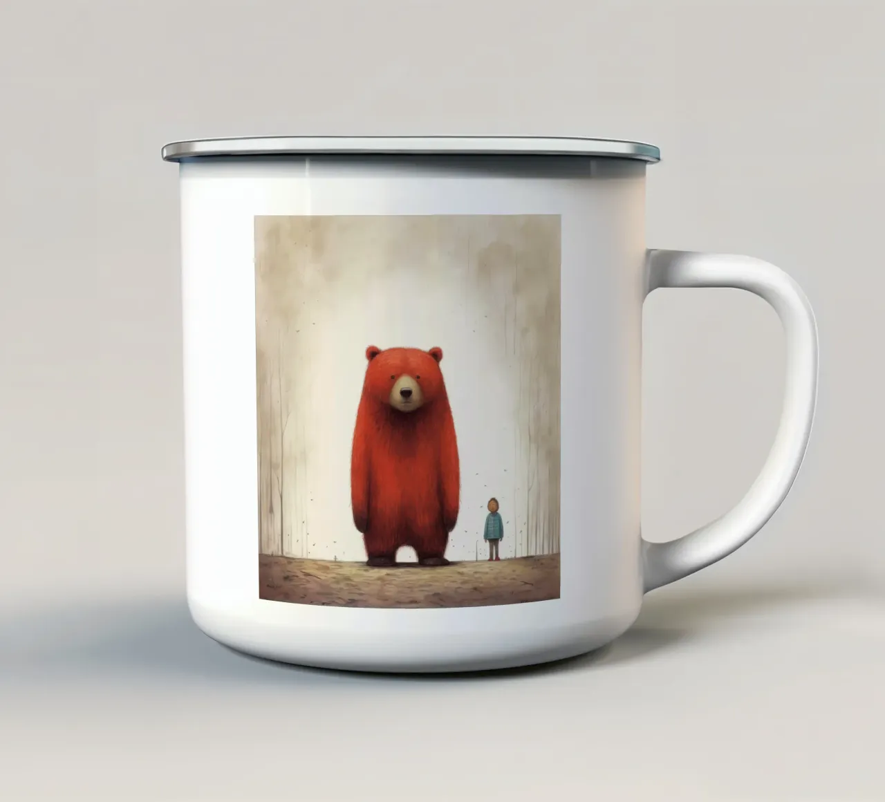 Orso Grizzly minimo 4 tazza in smalto da Minimal Animal Art