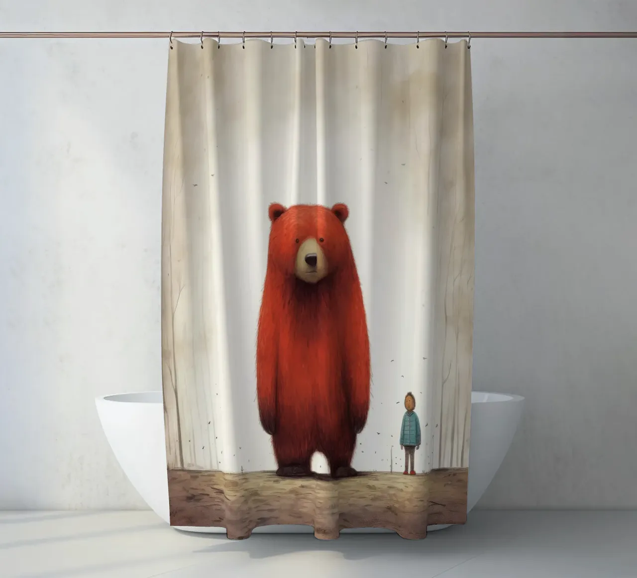 Orso Grizzly minimo 4 tenda da doccia da Minimal Animal Art