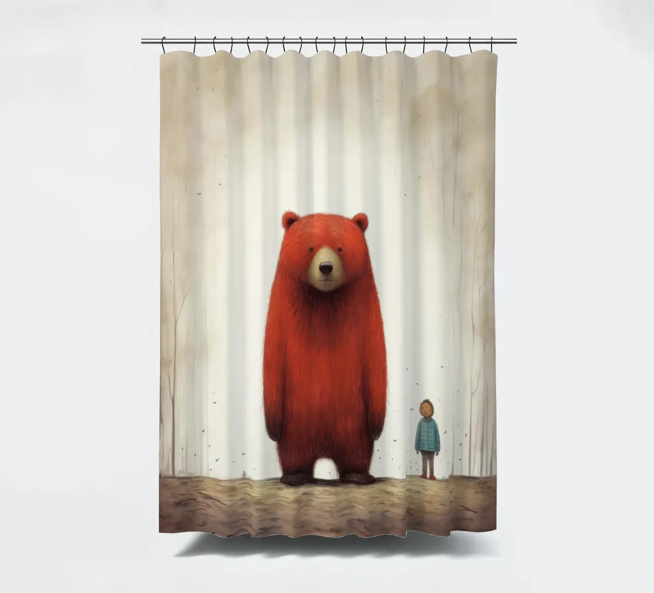 Orso Grizzly minimo 4 tenda da doccia da Minimal Animal Art