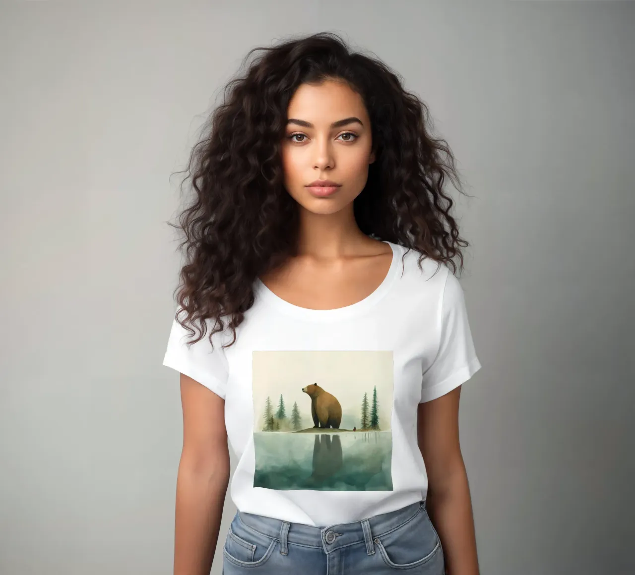 Orso Grizzly minimo 1 t-shirt da donna da Minimal Animal Art