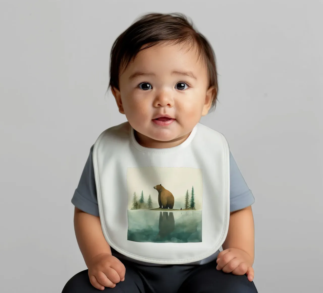 Orso Grizzly minimo 1 bavaglino da Minimal Animal Art