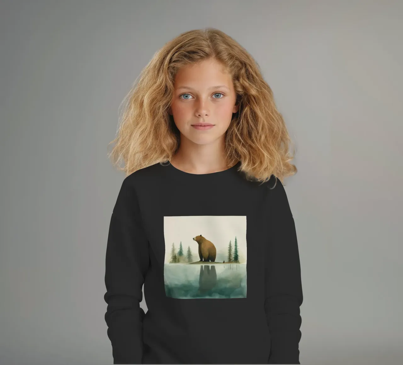 Orso Grizzly minimo 1 felpa bambino da Minimal Animal Art