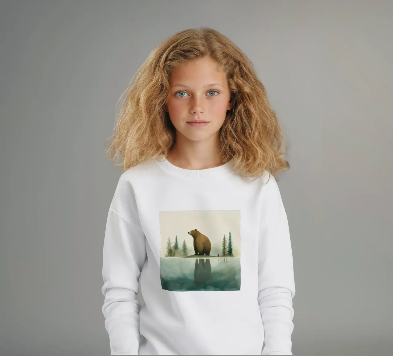 Orso Grizzly minimo 1 felpa bambino da Minimal Animal Art