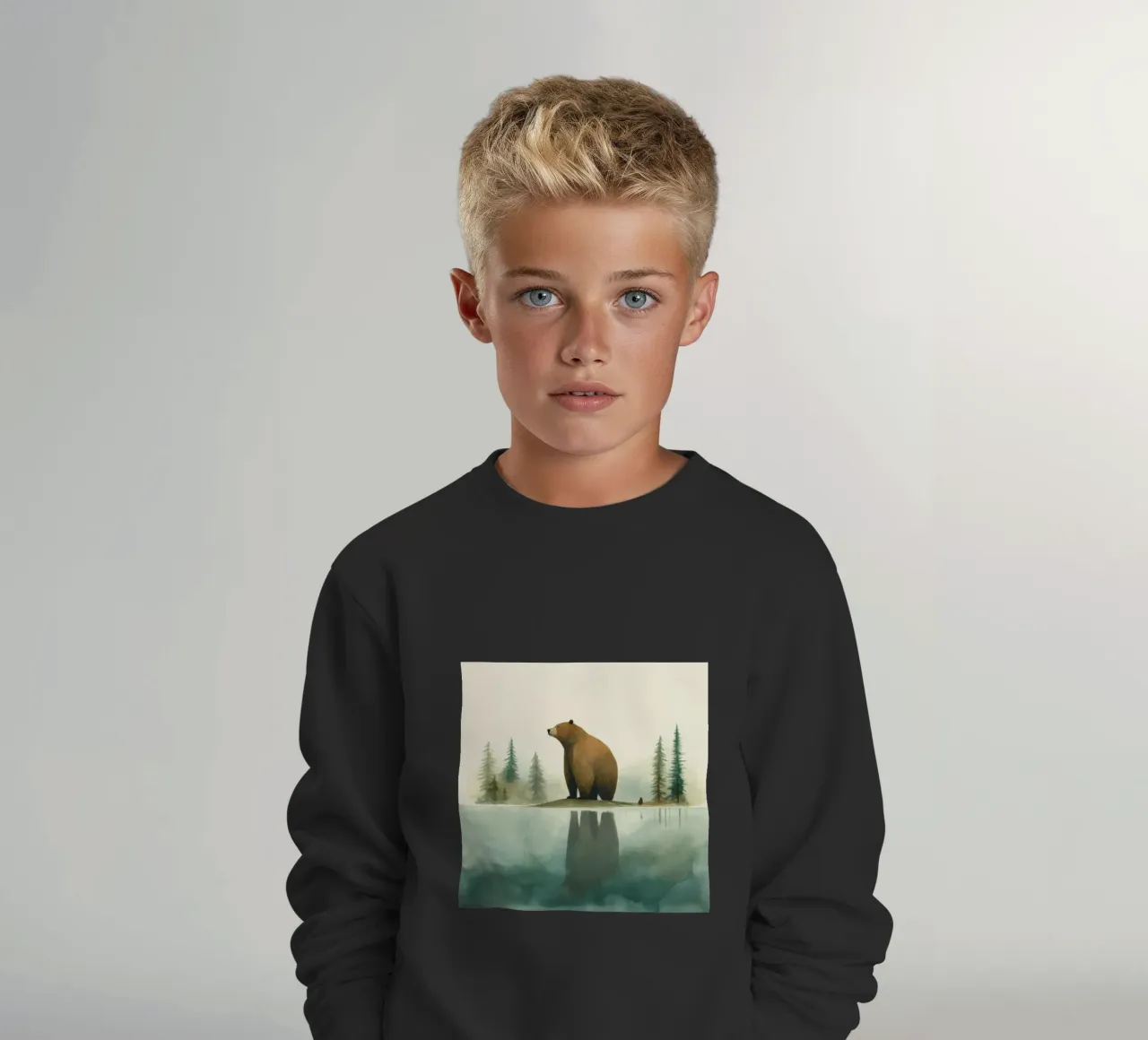 Orso Grizzly minimo 1 felpa bambino da Minimal Animal Art