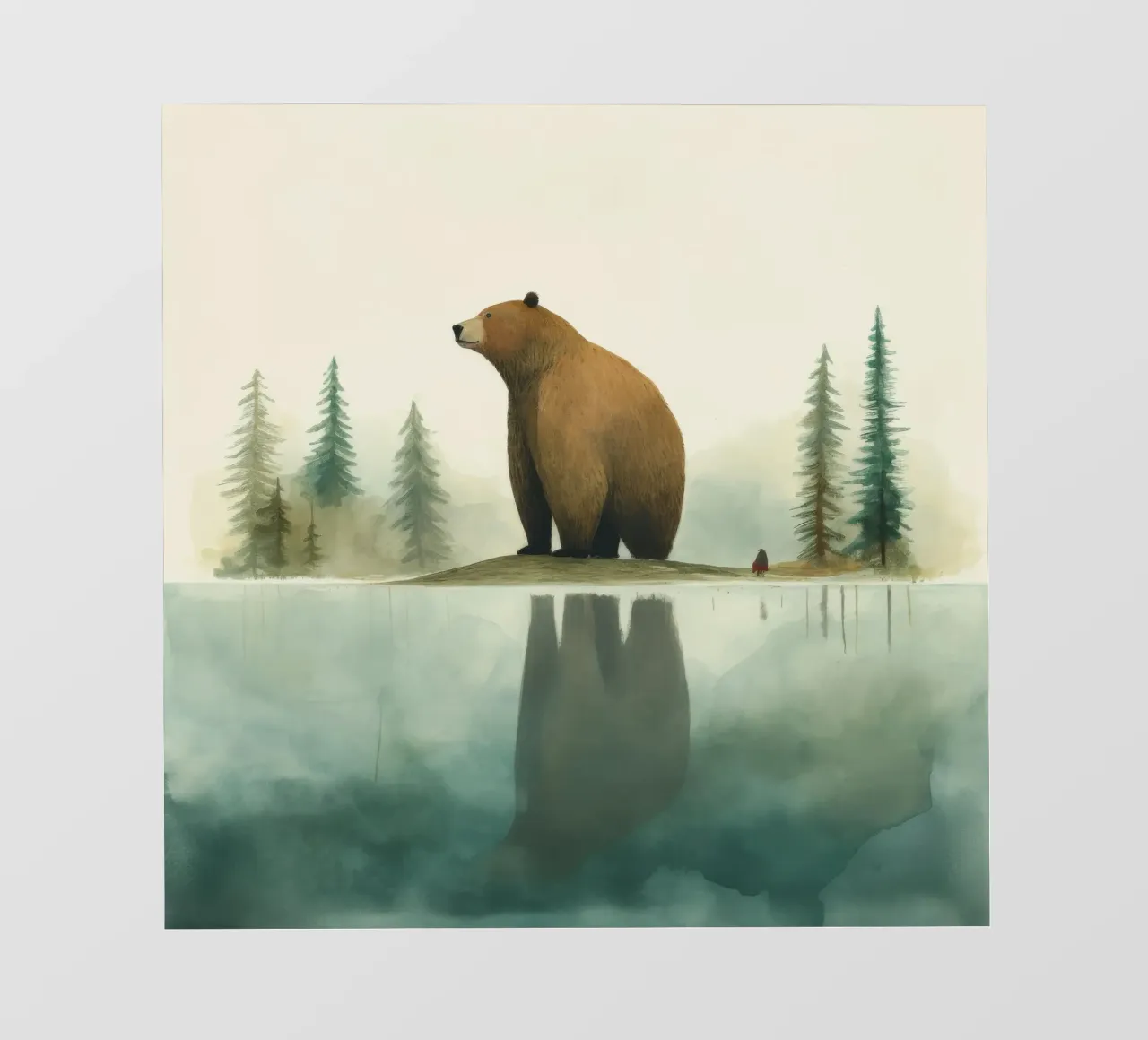 Orso Grizzly minimo 1 pellicola backlit da Minimal Animal Art