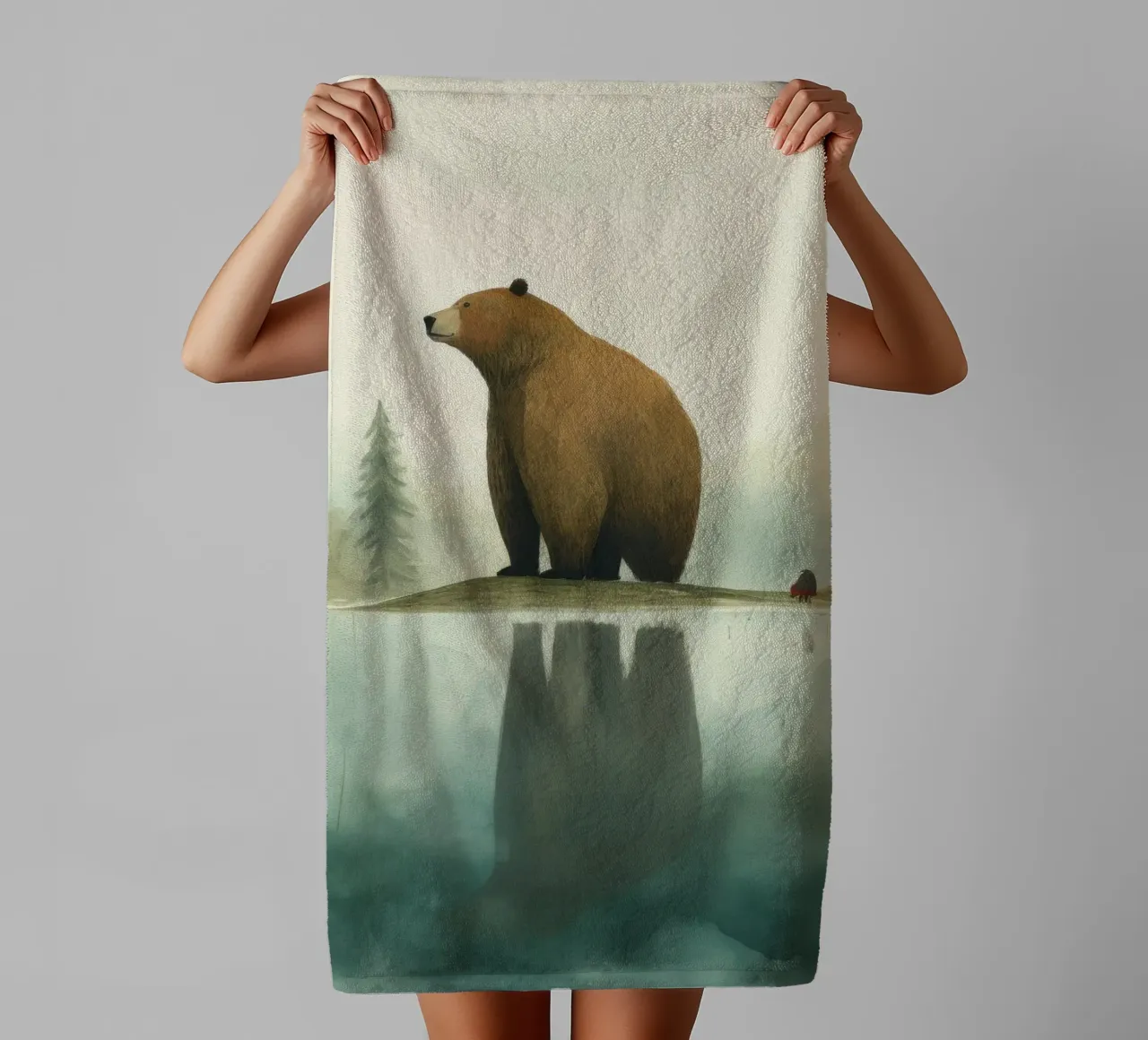 Orso Grizzly minimo 1 asciugamano da bagno da Minimal Animal Art