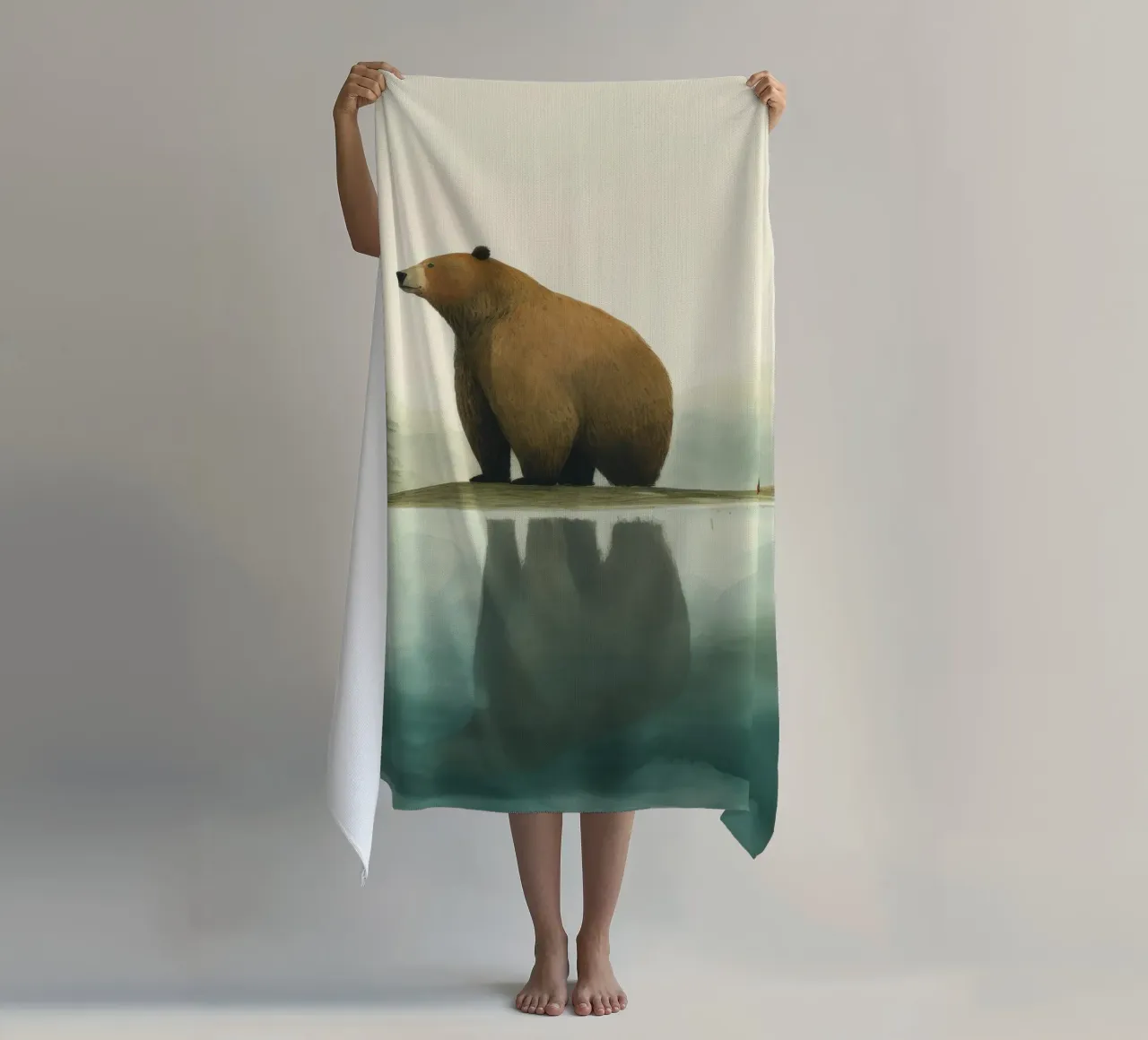 Orso Grizzly minimo 1 telo mare da Minimal Animal Art