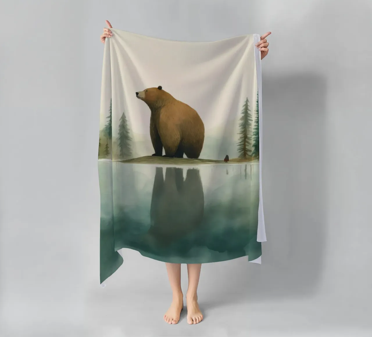 Orso Grizzly minimo 1 telo mare da Minimal Animal Art