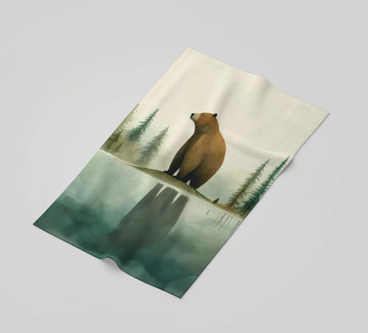 Orso Grizzly minimo 1 telo mare da Minimal Animal Art