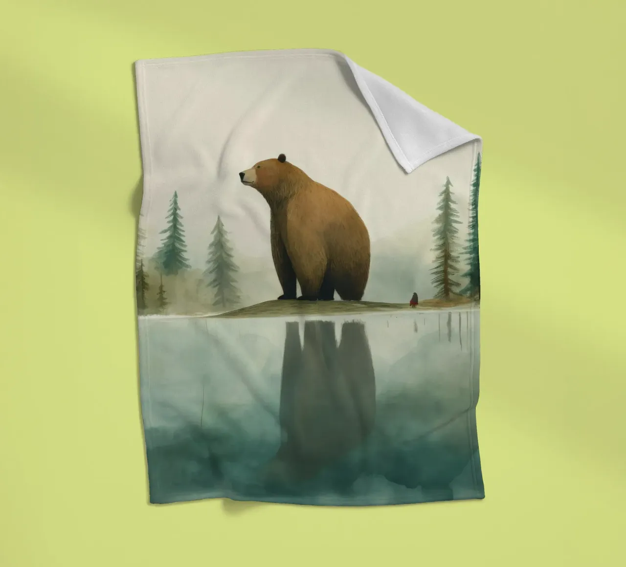 Orso Grizzly minimo 1 coperta in pile da Minimal Animal Art