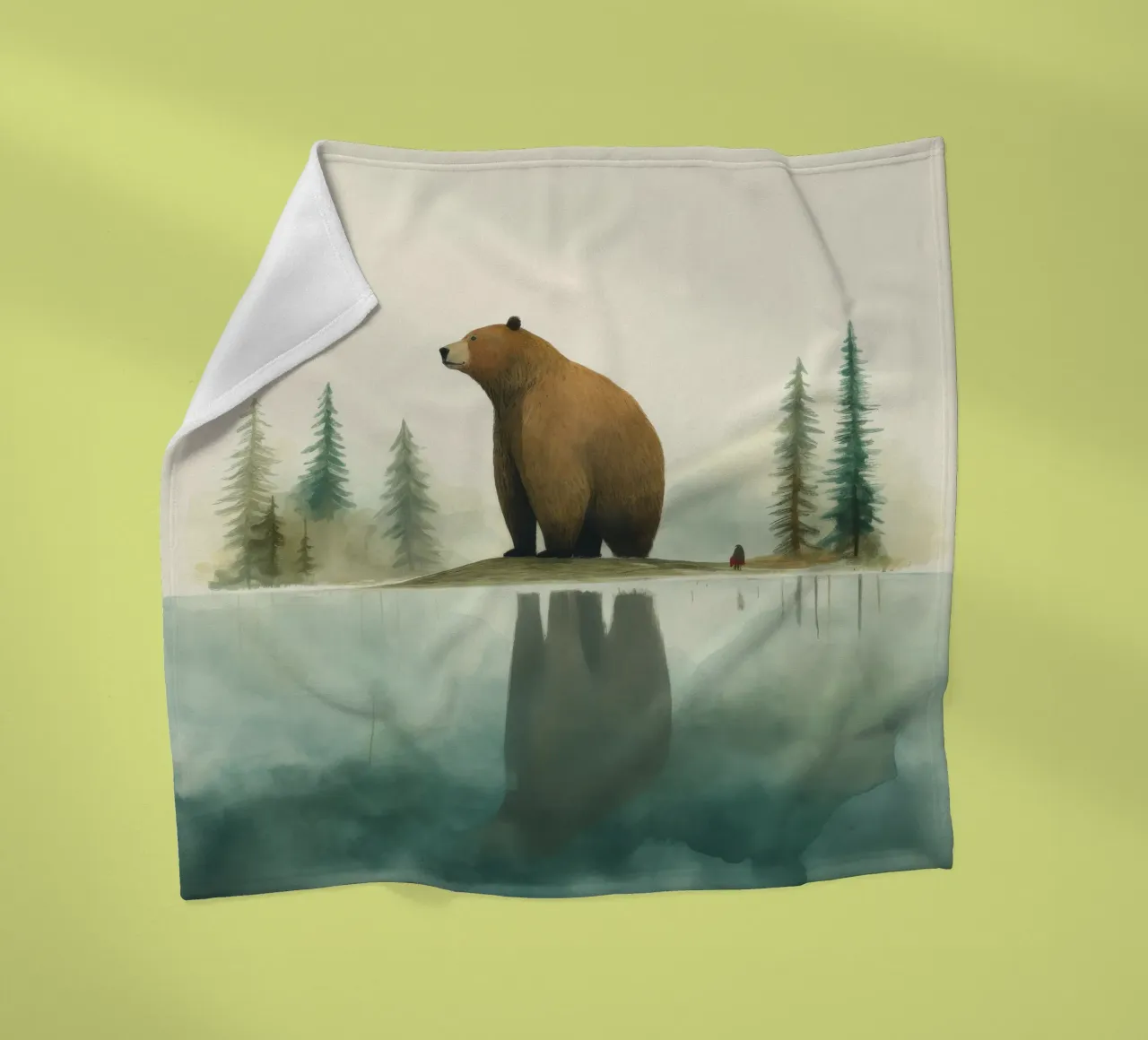 Orso Grizzly minimo 1 coperta in pile da Minimal Animal Art