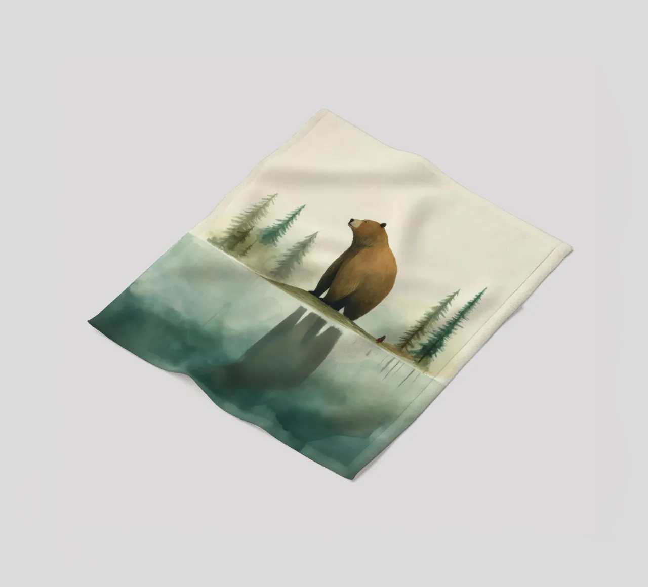 Orso Grizzly minimo 1 coperta in pile da Minimal Animal Art