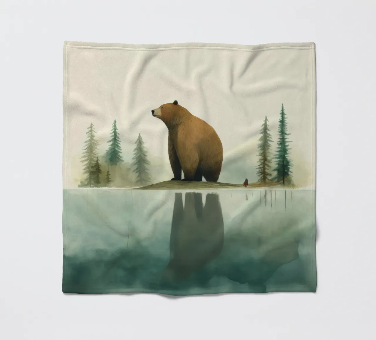 Orso Grizzly minimo 1 coperta in pile da Minimal Animal Art