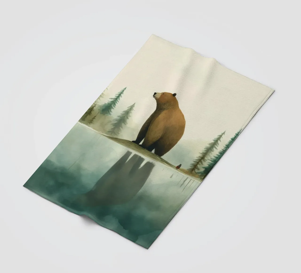 Orso Grizzly minimo 1 coperta in pile da Minimal Animal Art