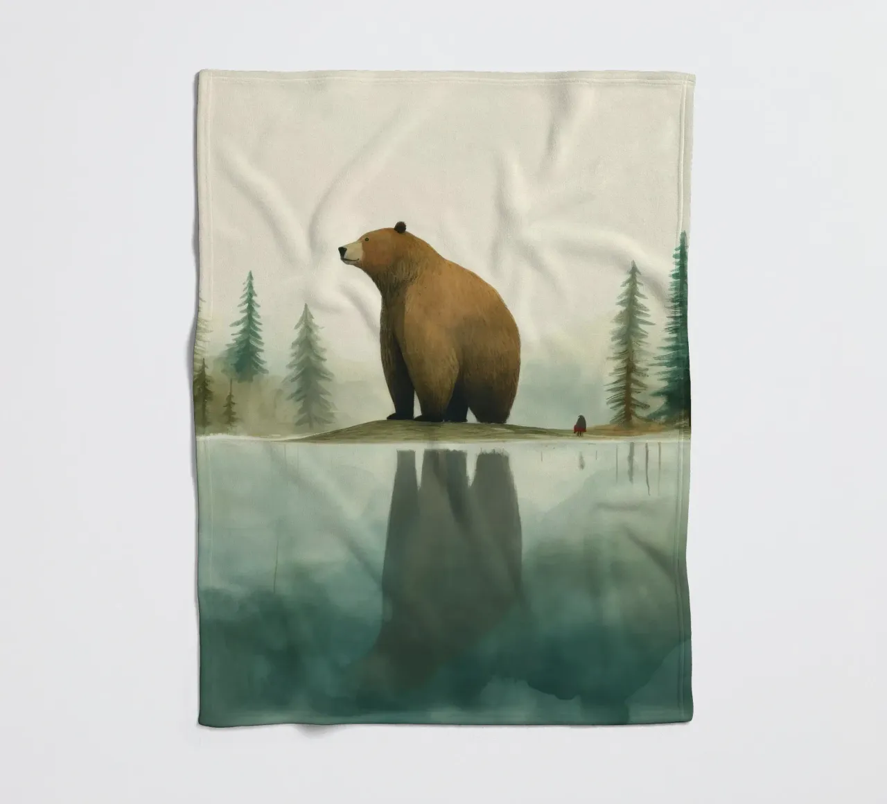 Orso Grizzly minimo 1 coperta in pile da Minimal Animal Art