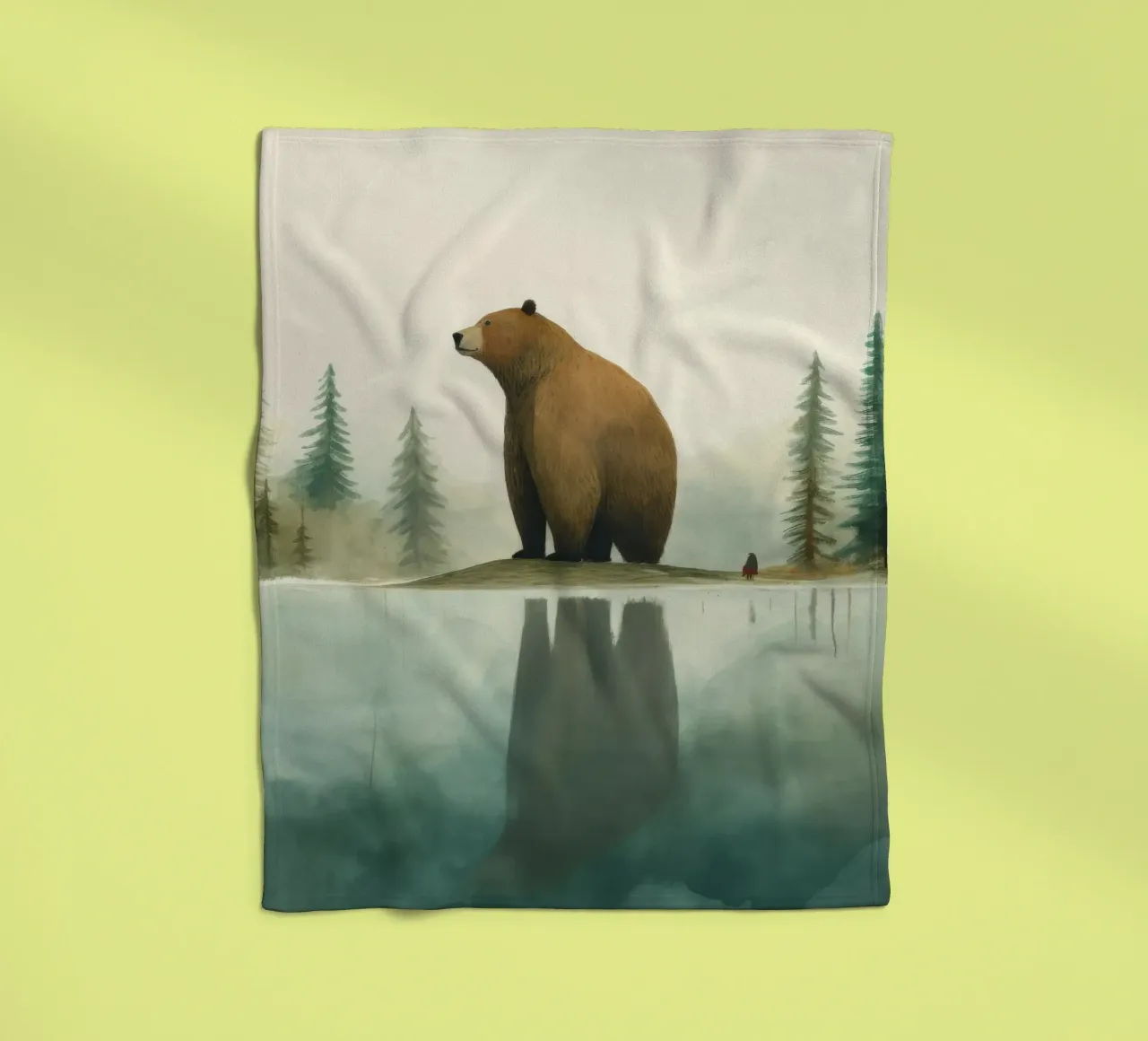 Orso Grizzly minimo 1 coperta in pile da Minimal Animal Art